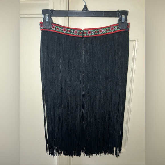 Sherri Hill 0 Beaded Embellished Two Piece Set Halter Top & Fringe Skirt Zip - Picture 7 of 8